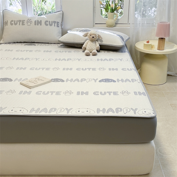 91家纺网 家纺一手货源 找家纺 启程家纺 2024春夏A类凉豆豆凉席床笠款凉席套件 小奶狗