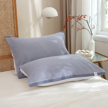 91家纺网 家纺一手货源 找家纺 朴尔家纺 2024新款全棉无印风纱布毛圈加厚色织提花枕巾 毛圈双面枕巾-灰小格 52*78cm一对