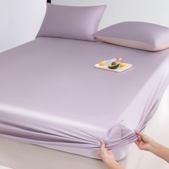 91家纺网 家纺一手货源 找家纺 云栖家居 202460支A类兰精天丝系列单品床笠（风格一） 紫灰