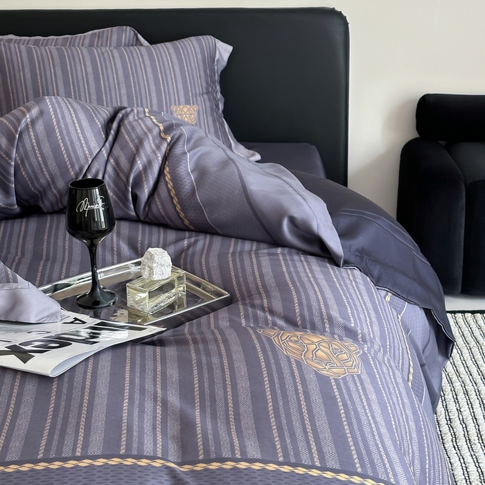 91家纺网 家纺一手货源 找家纺 优悦生活馆 2024新款天丝宽边拼角四件套-商务系列 斯蒂夫-蓝