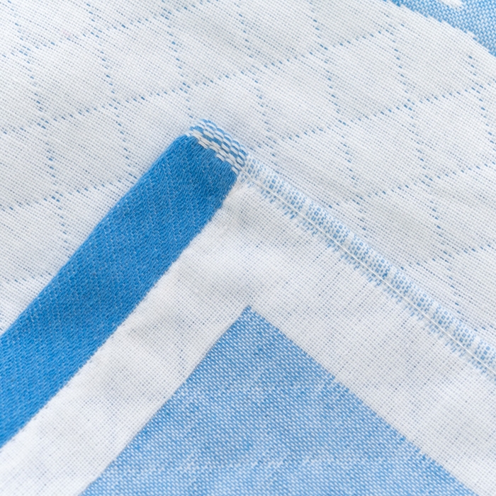 91家纺网 家纺一手货源 找家纺 朴尔家纺-毛巾被 2024新款特惠混纺棉质三层纱布独版AB面枕巾 52*78cm一对 爱鱼的猫蓝