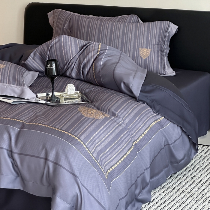 91家纺网 家纺一手货源 找家纺 优悦生活馆 2024新款天丝宽边拼角四件套-商务系列 斯蒂夫-蓝