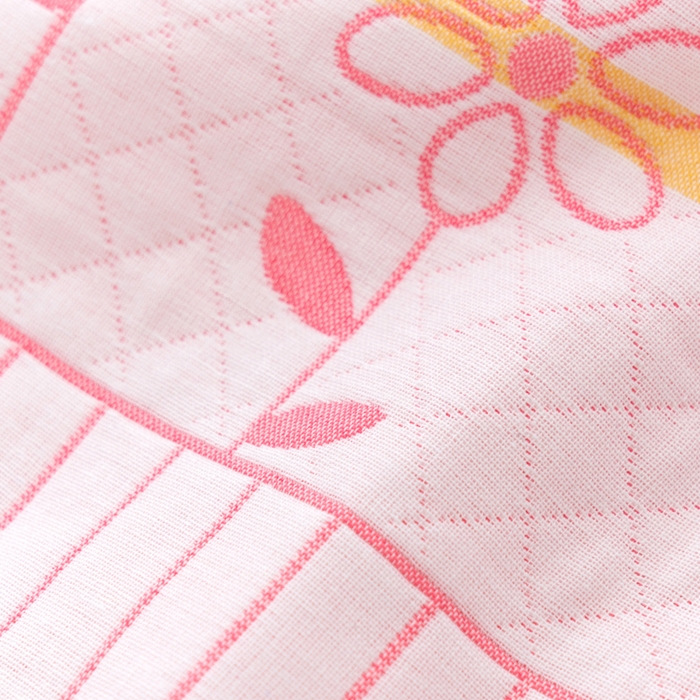 91家纺网 家纺一手货源 找家纺 朴尔家纺-毛巾被 2024新款特惠混纺棉质三层纱布独版AB面枕巾 52*78cm一对 花中细语粉