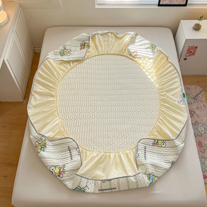 91家纺网 家纺一手货源 找家纺 金爱家 2024新款库洛米床笠款凉感丝乳胶凉席 床笠款-夏日大眼蛙