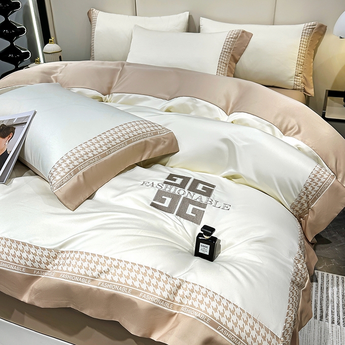 91家纺网 家纺一手货源 找家纺 富盛家纺 2024新款水洗真丝刺绣四件套-威灵顿 威灵顿—奶白