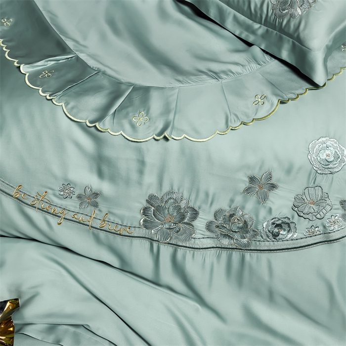 91家纺网 家纺一手货源 找家纺 保罗圣迪奥 2024新款长安如故系列天丝四件套 浅石兰