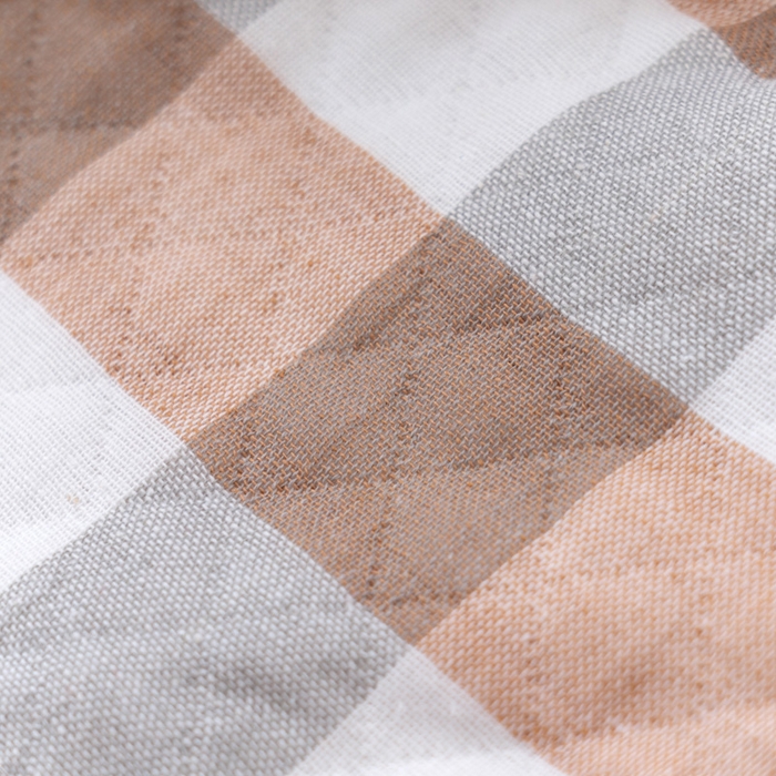 91家纺网 家纺一手货源 找家纺 朴尔家纺-毛巾被 2024新款特惠混纺棉质三层纱布独版AB面枕巾 52*78cm一对 格韵咖啡