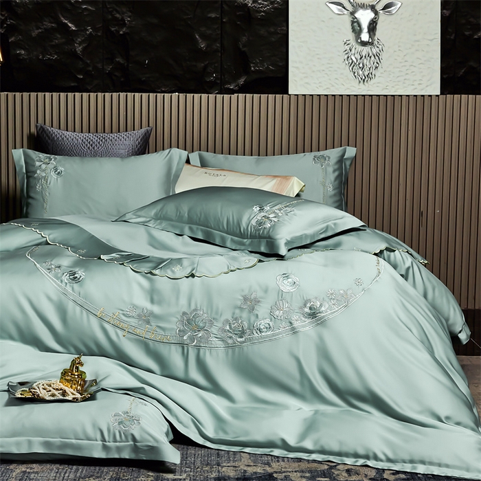 91家纺网 家纺一手货源 找家纺 保罗圣迪奥 2024新款长安如故系列天丝四件套 浅石兰