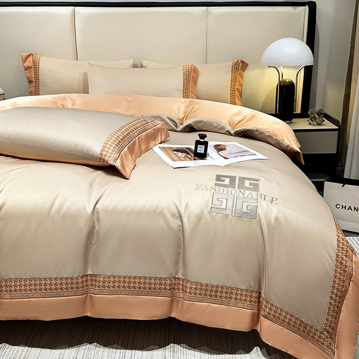 91家纺网 家纺一手货源 找家纺 富盛家纺 2024新款水洗真丝刺绣四件套-威灵顿 威灵顿—香槟