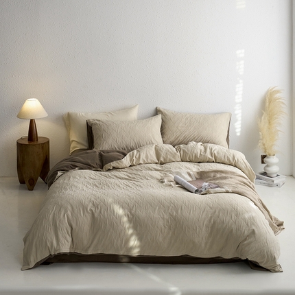 91家纺网 家纺一手货源 找家纺 （总）梦享生活家居 2024新款A类双层纱提花肌理纹侘寂风四件套-布洛克