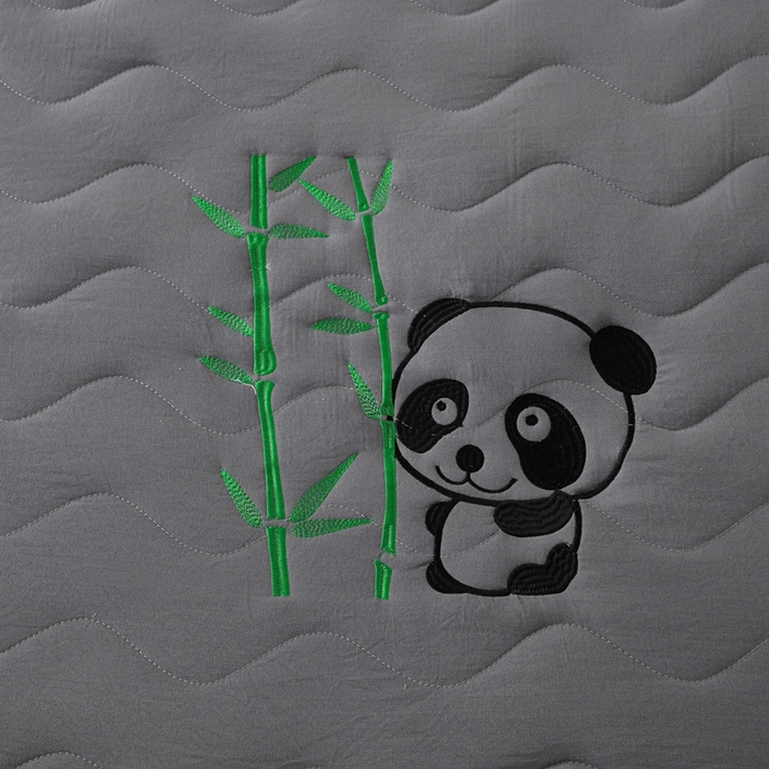 91家纺网 家纺一手货源 找家纺 恒尚居 2024新款熊猫刺绣水洗原棉大豆床笠-四季款 深灰色