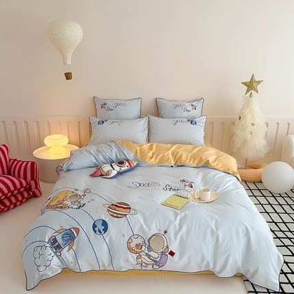 91家纺网 家纺一手货源 找家纺 （总）西西家居2024新款100支长绒棉精致绣花四件套-冲上云霄