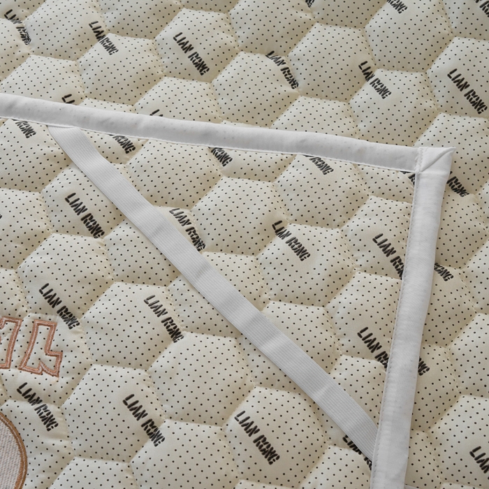 91家纺网 家纺一手货源 找家纺 恋绒家纺 2025新款A类刺绣款床褥学生软床垫子床护垫软垫（图2） 可爱熊—纯白