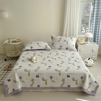 91家纺网 家纺一手货源 找家纺 （总）仟网汇 2024新款ins风小清新印花泡泡棉床盖三件套