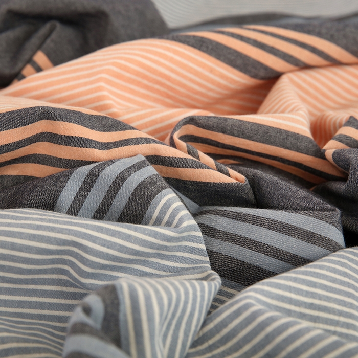 91家纺网 家纺一手货源 找家纺 金纱玉纺家纺 2024新款色织全棉水洗棉四件套 欢乐颂-桔