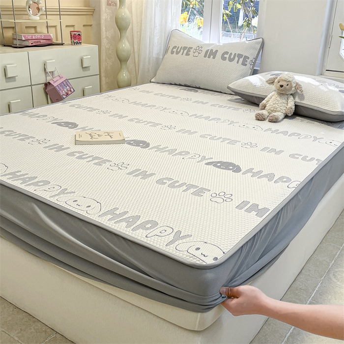 91家纺网 家纺一手货源 找家纺 启程家纺 2024春夏A类凉豆豆凉席床笠款凉席套件 小奶狗