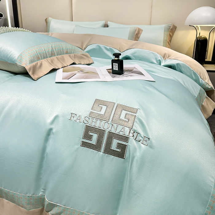 91家纺网 家纺一手货源 找家纺 富盛家纺 2024新款水洗真丝刺绣四件套-威灵顿 威灵顿—绿色