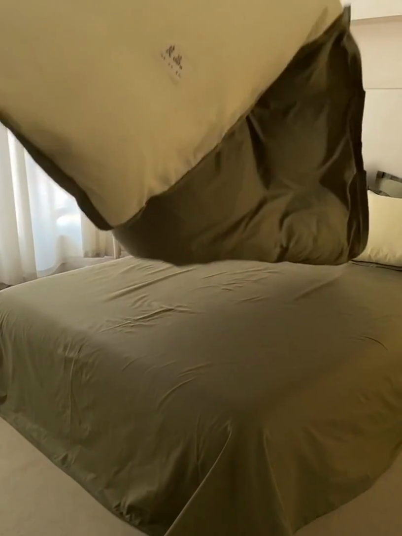 91家纺网 家纺一手货源 找家纺 启程家纺 2024新款全棉A类40支嵌绳包边款四件套 奶黄绿