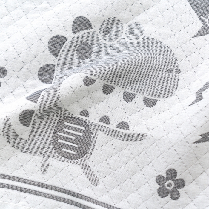 91家纺网 家纺一手货源 找家纺 朴尔家纺-毛巾被 2024新款特惠混纺棉质三层纱布独版AB面枕巾 52*78cm一对 小恐龙灰