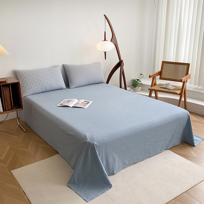 91家纺网 家纺一手货源 找家纺 青螺家纺 2024全棉水洗棉双面色织100%新疆棉花夏被三件套四件套枕套床单 支持质检验货 小兰格