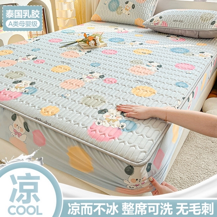 91家纺网 家纺一手货源 找家纺 （总）福来临家纺 2025新款A类凉感丝印花含胶床笠含胶凉席