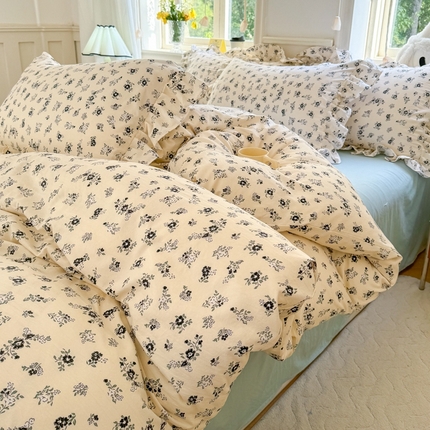 91家纺网 家纺一手货源 找家纺 （总）上尚居 2024直播爆款韩版印花小清新卡通云朵棉四件套