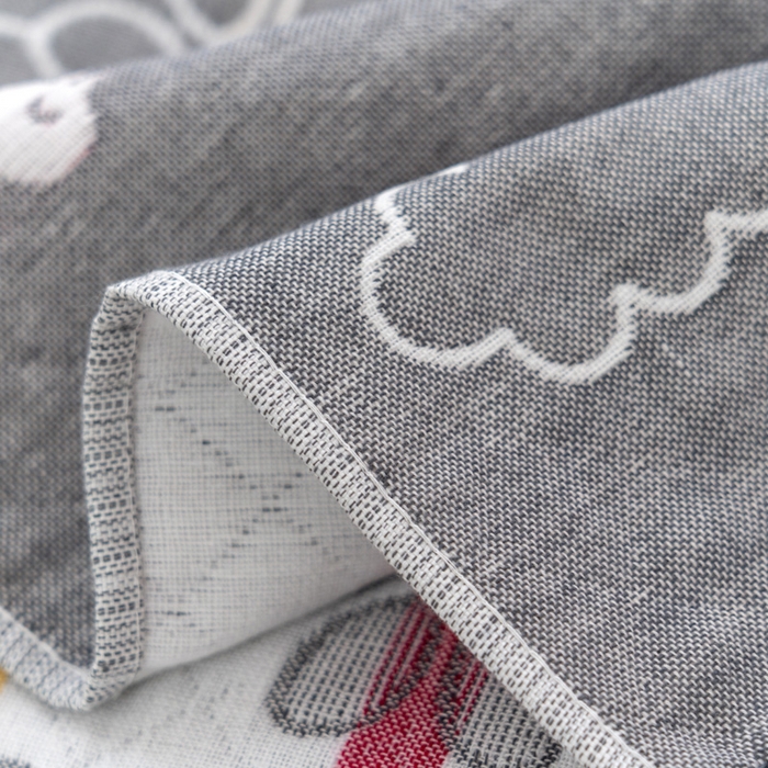 91家纺网 家纺一手货源 找家纺 朴尔家纺-毛巾被 2024新款特惠混纺棉质三层纱布独版AB面枕巾 52*78cm一对 花中细语灰