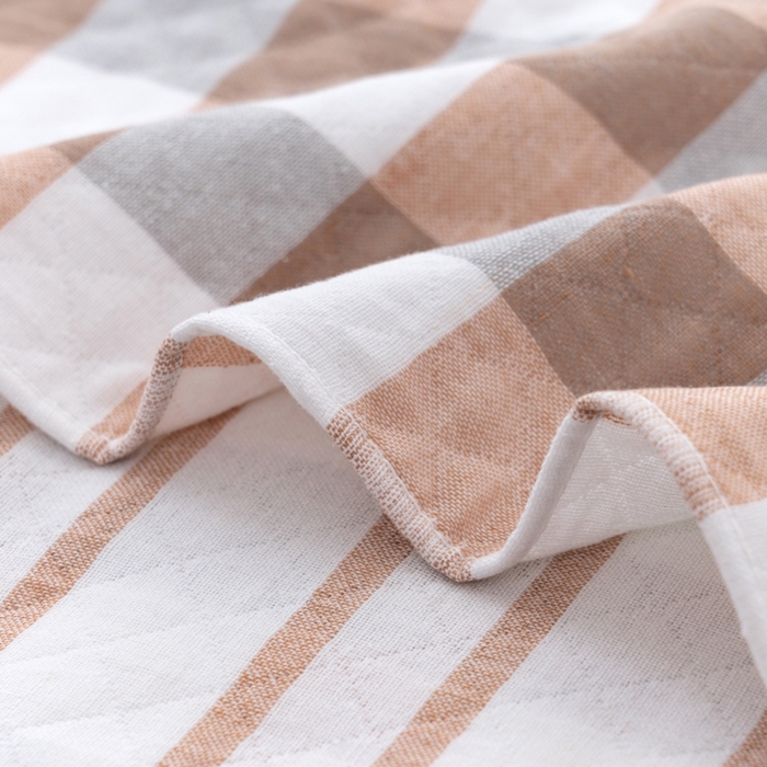 91家纺网 家纺一手货源 找家纺 朴尔家纺-毛巾被 2024新款特惠混纺棉质三层纱布独版AB面枕巾 52*78cm一对 格韵咖啡