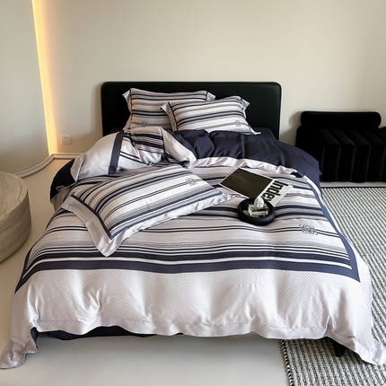 91家纺网 家纺一手货源 找家纺 （总）优悦生活馆 2024新款天丝宽边拼角四件套-商务系列