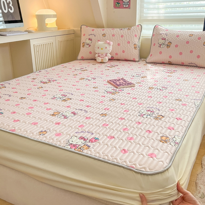 91家纺网 家纺一手货源 找家纺 金爱家 2024新款库洛米床笠款凉感丝乳胶凉席 床笠款-玩偶kt