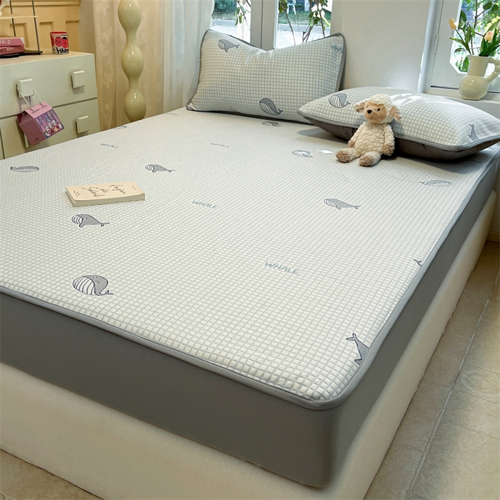 91家纺网 家纺一手货源 找家纺 启程家纺 2024春夏A类凉豆豆凉席床笠款凉席套件 小海豚