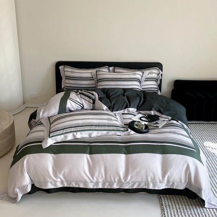 91家纺网 家纺一手货源 找家纺 优悦生活馆 2024新款天丝宽边拼角四件套-商务系列 伯爵荣耀-绿