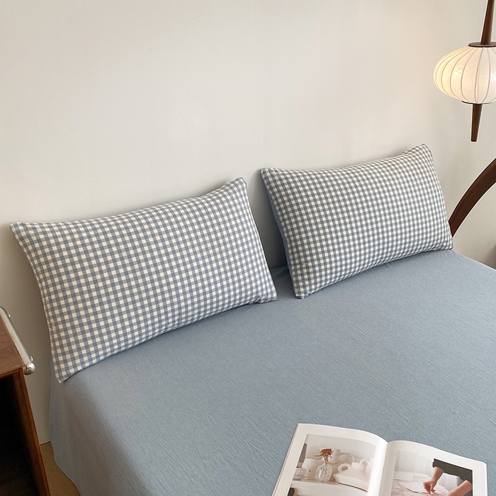 91家纺网 家纺一手货源 找家纺 青螺家纺 2024全棉水洗棉双面色织100%新疆棉花夏被三件套四件套枕套床单 支持质检验货 小兰格