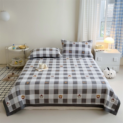 91家纺网 家纺一手货源 找家纺 （总）仟网汇 2024新款ins风小清新印花泡泡棉床盖三件套