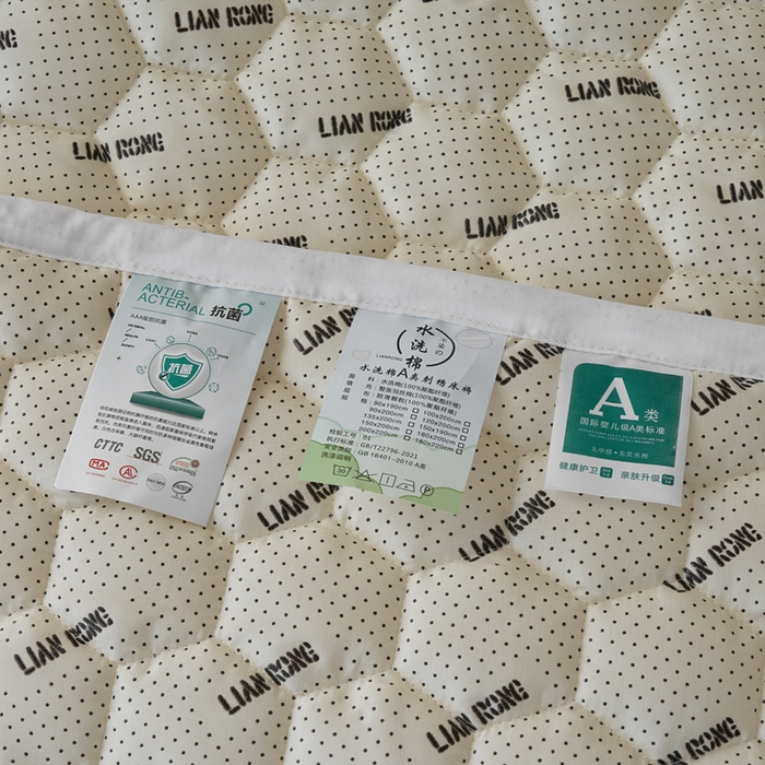 91家纺网 家纺一手货源 找家纺 恋绒家纺 2025新款A类刺绣款床褥学生软床垫子床护垫软垫（图2） 可爱熊—纯白