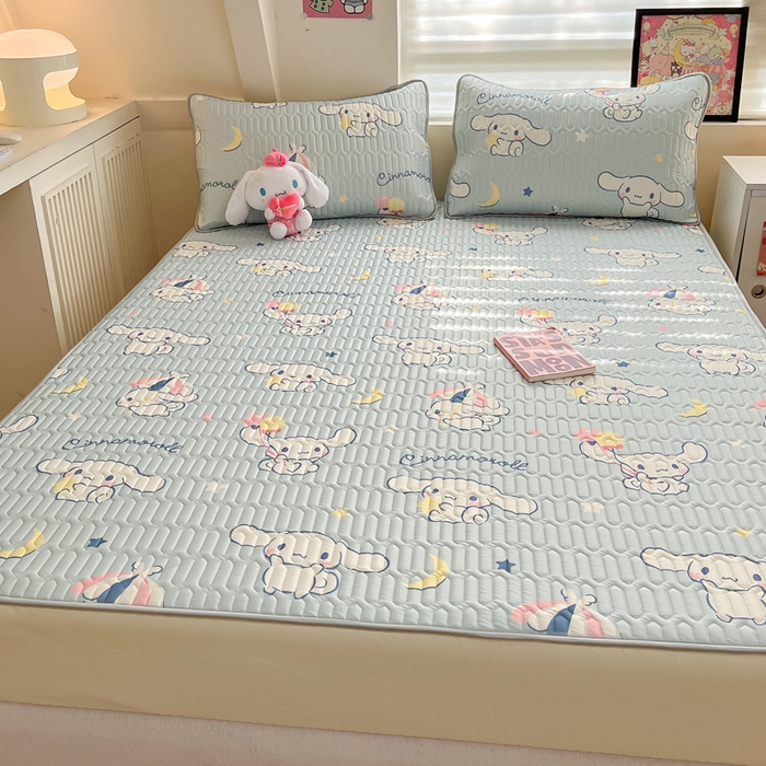 91家纺网 家纺一手货源 找家纺 金爱家 2024新款库洛米床笠款凉感丝乳胶凉席 床笠款-月亮玉桂狗