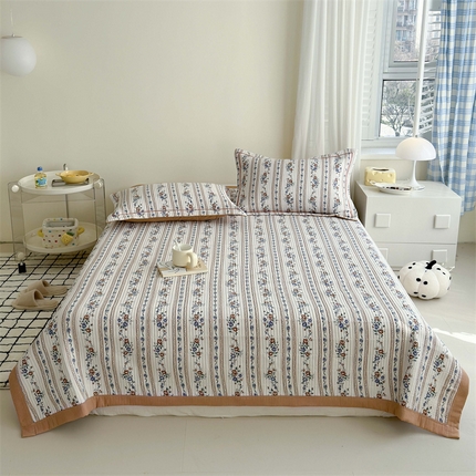 91家纺网 家纺一手货源 找家纺 （总）仟网汇 2024新款ins风小清新印花泡泡棉床盖三件套