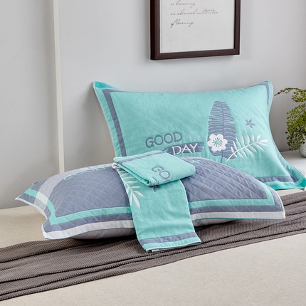 朴尔家纺-毛巾被  2024新款彩色糖果系列纯棉三层纱布枕巾 美好的一天绿