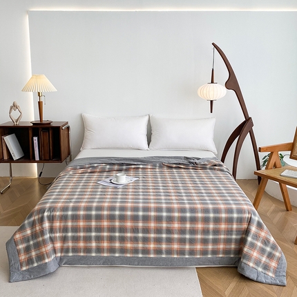 青螺家纺 2024全棉水洗棉双面色织100%新疆棉花夏被三件套四件套枕套床单 支持质检验货 洛卡灰