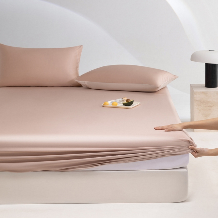 91家纺网 家纺一手货源 找家纺 云栖家居 202460支A类兰精天丝系列单品床笠（风格一） 灰粉