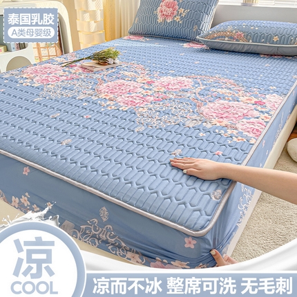 91家纺网 家纺一手货源 找家纺 （总）福来临家纺 2025新款A类凉感丝印花含胶床笠含胶凉席