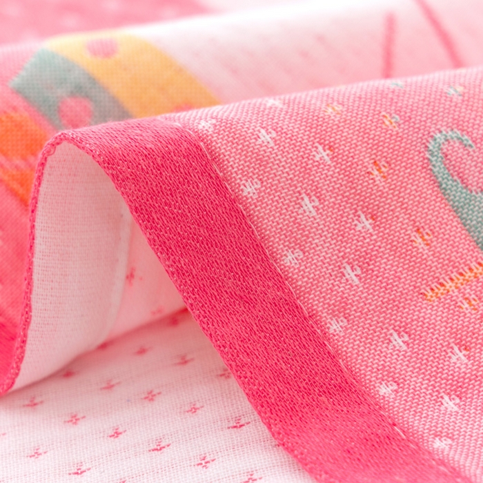 91家纺网 家纺一手货源 找家纺 朴尔家纺-毛巾被 2024新款特惠混纺棉质三层纱布独版AB面枕巾 52*78cm一对 爱心熊粉