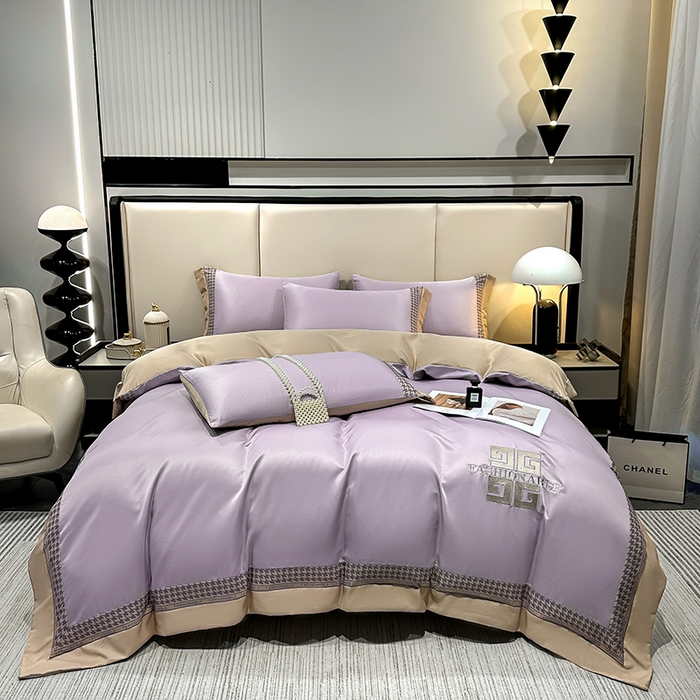 91家纺网 家纺一手货源 找家纺 富盛家纺 2024新款水洗真丝刺绣四件套-威灵顿 威灵顿—紫色