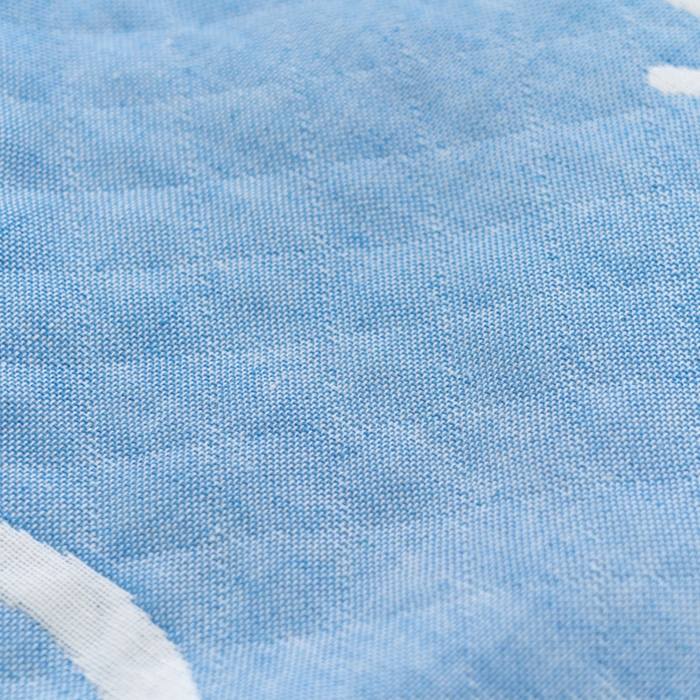 91家纺网 家纺一手货源 找家纺 朴尔家纺-毛巾被 2024新款特惠混纺棉质三层纱布独版AB面枕巾 52*78cm一对 爱鱼的猫蓝