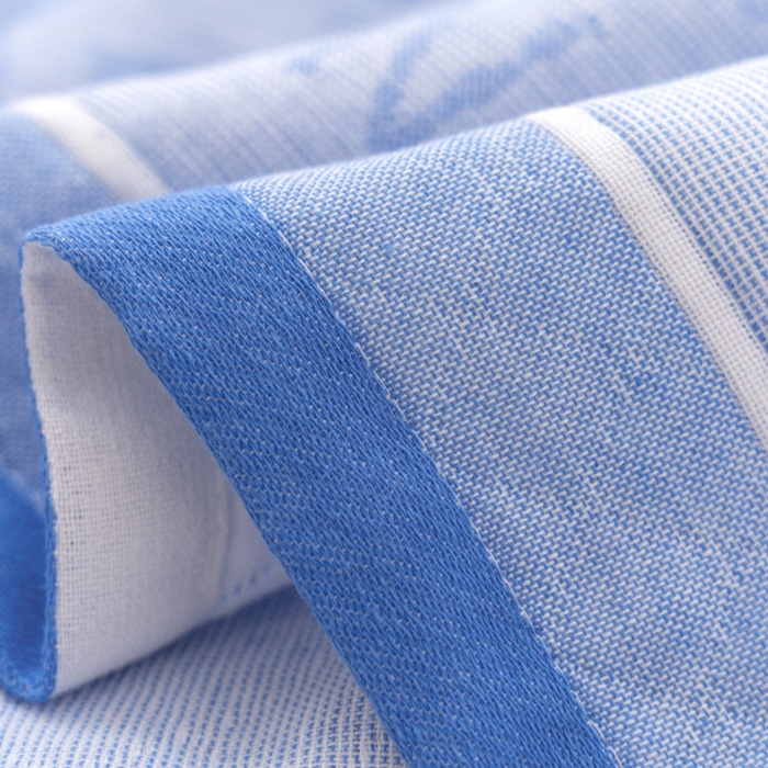 91家纺网 家纺一手货源 找家纺 朴尔家纺-毛巾被 2024新款特惠混纺棉质三层纱布独版AB面枕巾 52*78cm一对 早安蓝