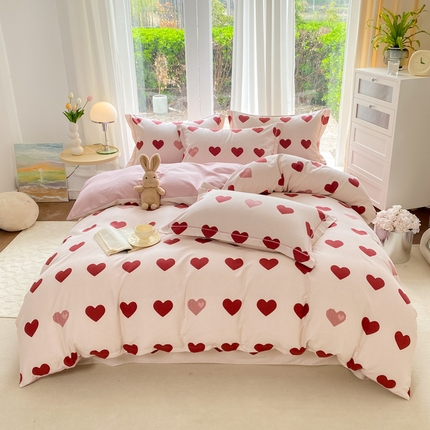 91家纺网 家纺一手货源 找家纺 凌鼎 2025新款喷气加厚磨毛四件套系列2 完美恋人