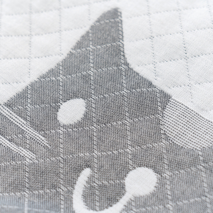 91家纺网 家纺一手货源 找家纺 朴尔家纺-毛巾被 2024新款特惠混纺棉质三层纱布独版AB面枕巾 52*78cm一对 爱鱼的猫灰