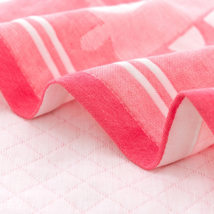 91家纺网 家纺一手货源 找家纺 朴尔家纺-毛巾被 2024新款特惠混纺棉质三层纱布独版AB面枕巾 52*78cm一对 小恐龙粉