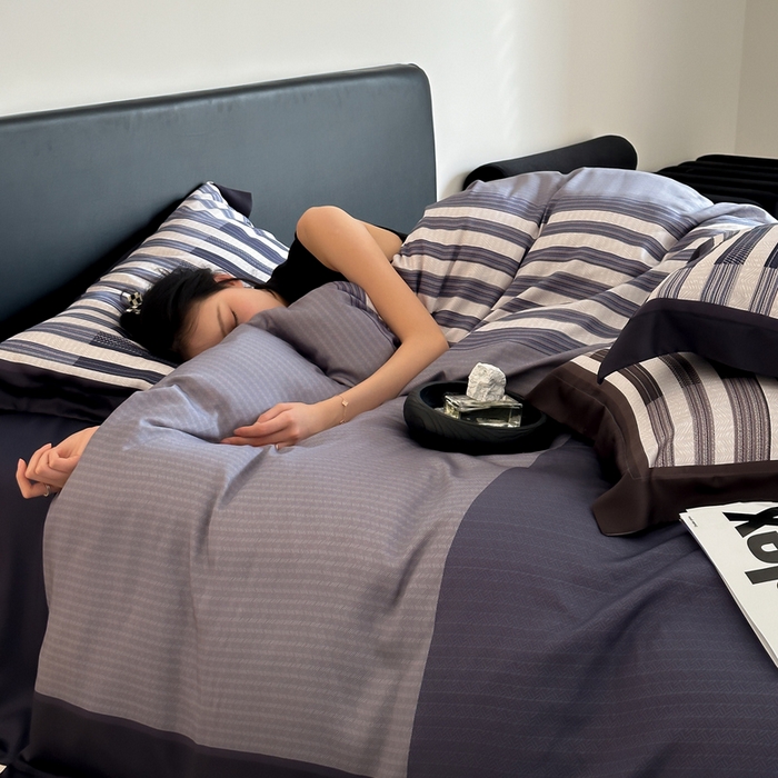 91家纺网 家纺一手货源 找家纺 （总）优悦生活馆 2024新款天丝宽边拼角四件套-商务系列