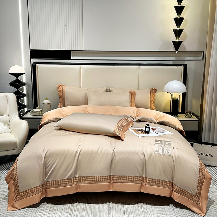 91家纺网 家纺一手货源 找家纺 富盛家纺 2024新款水洗真丝刺绣四件套-威灵顿 威灵顿—香槟